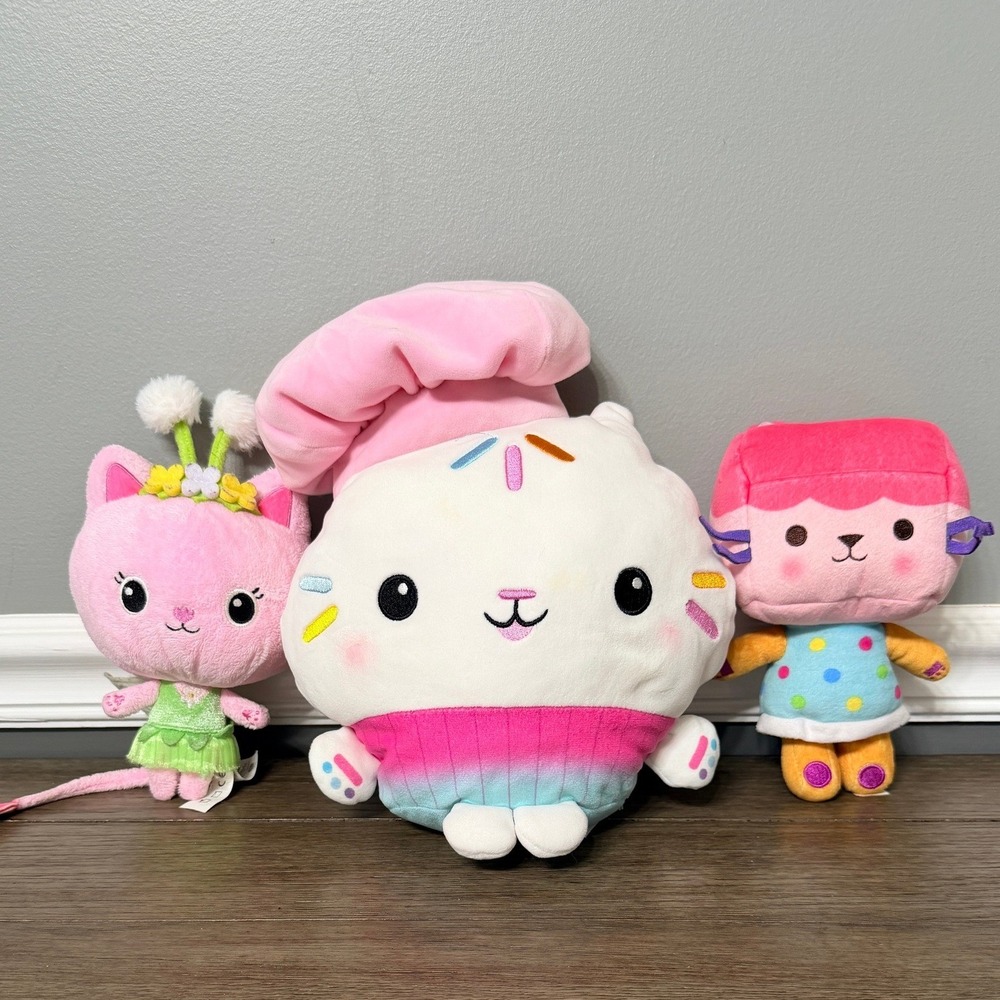 Gabby's Dollhouse Cakey Cat Baby Box Cat Kitty Fairy Plush Stuffed Toy Lot 3